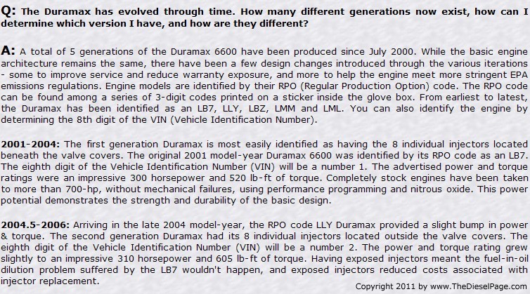 Duramax 6600 FAQ - TheDieselPage.com