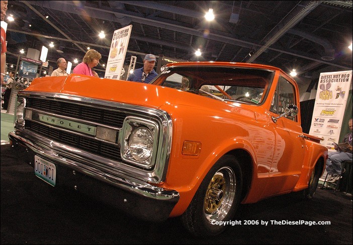 Chris Calkins' orange 1970 Chevy C10 literally glowed in the Diesel Hot Rod